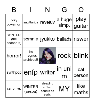 ehee's bingo Card