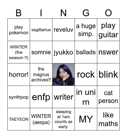 ehee's bingo Card