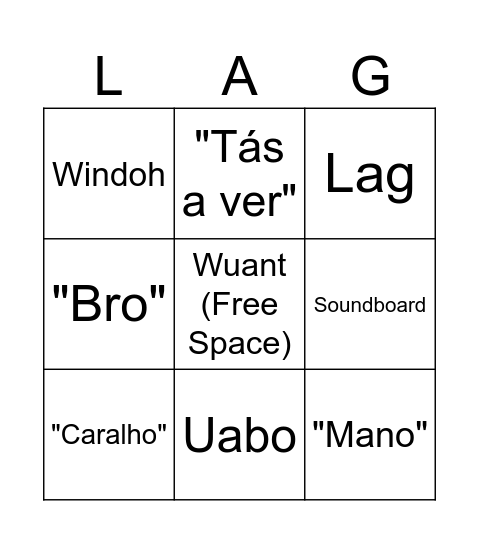 Wuant Bingo Card