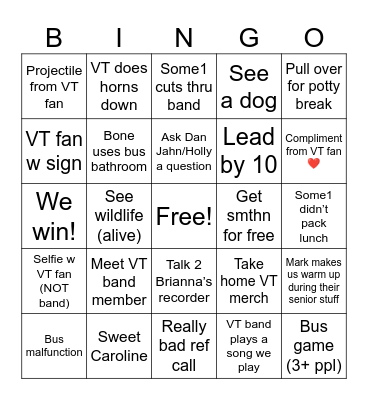 NCSU vs VT Bingo Card