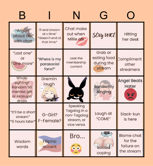 Millie Parfait Stream Bingo 2.0 Bingo Card