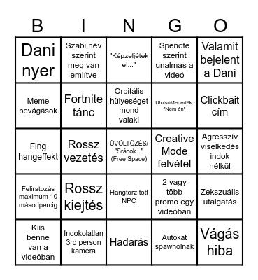 Influencer Bingo I Bingo Card