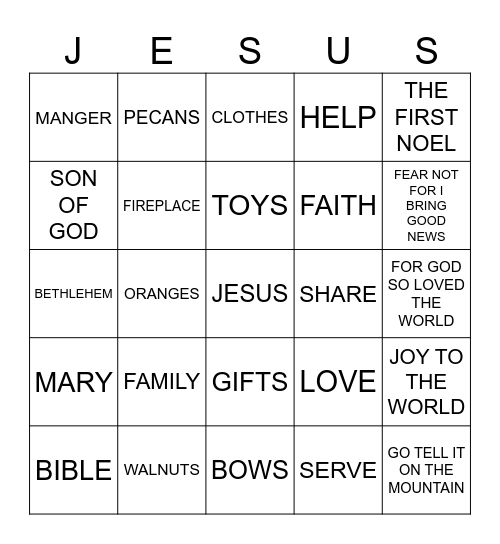 Happy Birthday JESUS Bingo Card