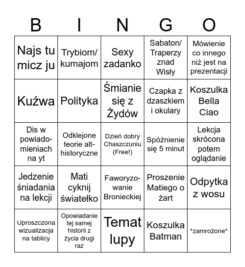 HISTORIA Z GUTMANEM Bingo Card
