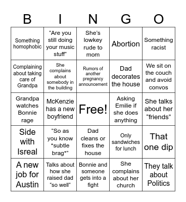 Froiland Thanksgiving Bingo Card