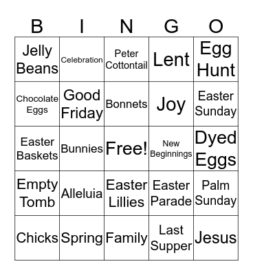 Easter  Bingo Card