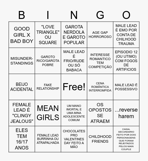 SHOUJO MANGA BINGO Card