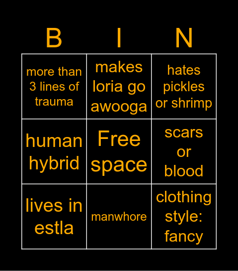 kadri character Bingo Card