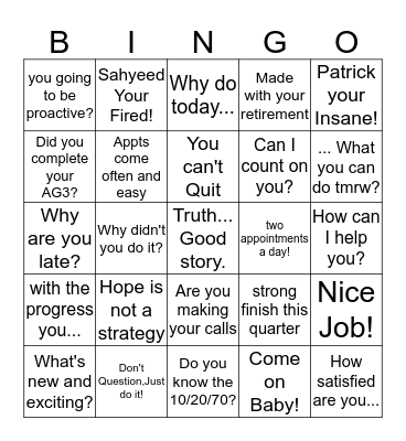Brian Bingo Card