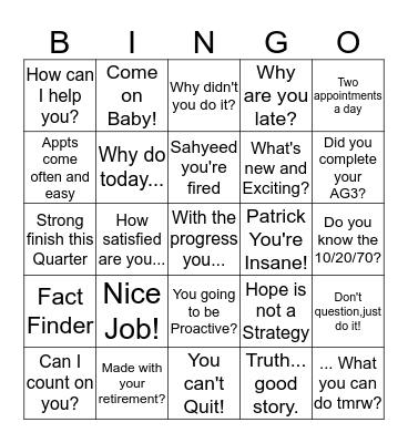 Brian Bingo Card