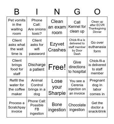 ECVR Thanksgiving Bingo Card