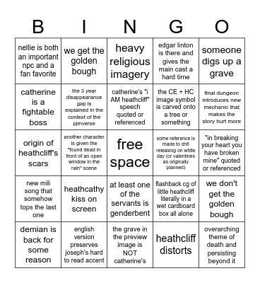 canto 6 waiting room Bingo Card