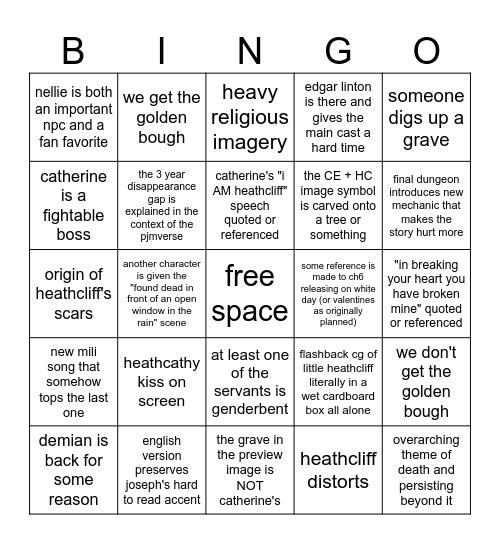 canto 6 waiting room Bingo Card