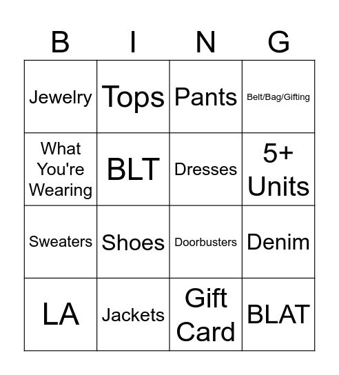 WHBM Bingo Card