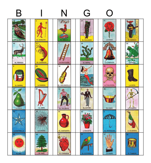 Loteria Mexicana Bingo Card