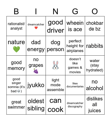 rach🤍 Bingo Card