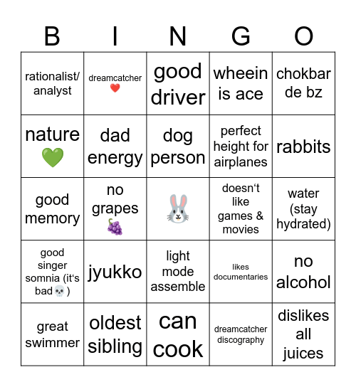 rach🤍 Bingo Card