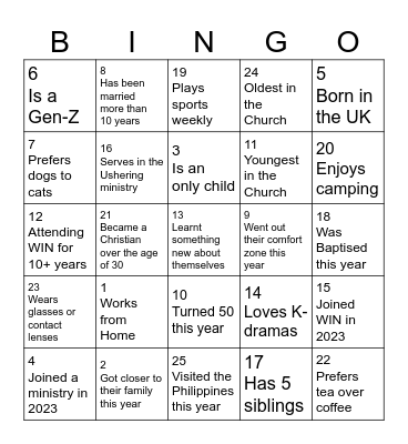 2023 Bingo! Bingo Card