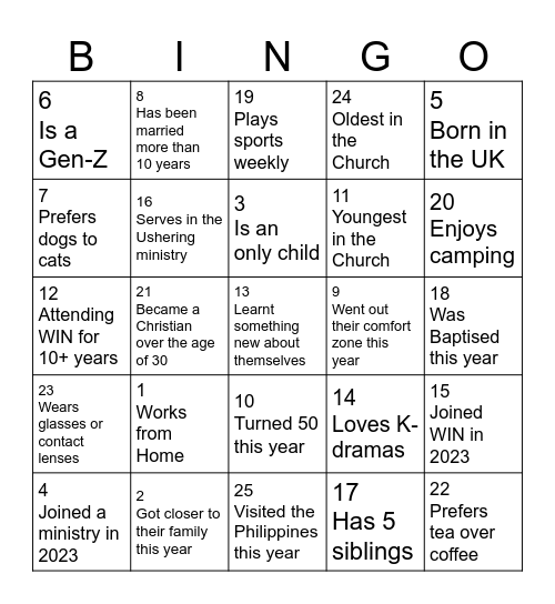 2023 Bingo! Bingo Card