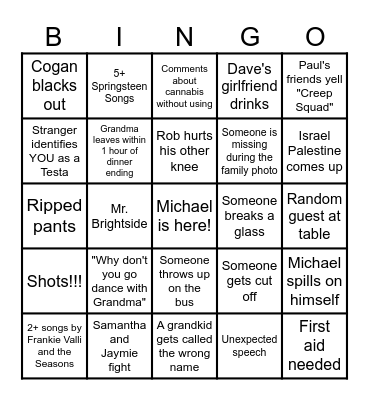 Family Catastrophe: Part II Bingo Card