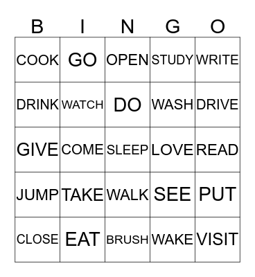 BINGO - LIST OF VERBS Bingo Card