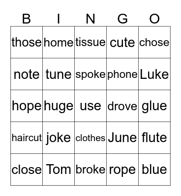 Tom's Haircut Bingo Card