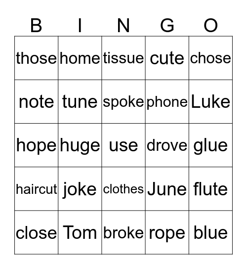 Tom's Haircut Bingo Card