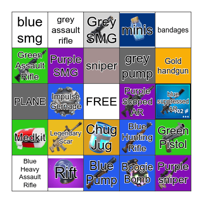 Fortnite Bingo Card