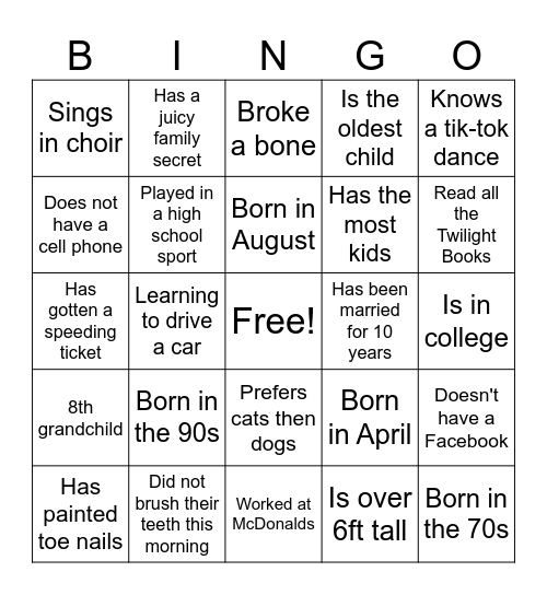 2023 Thanksgiving Bingo Card