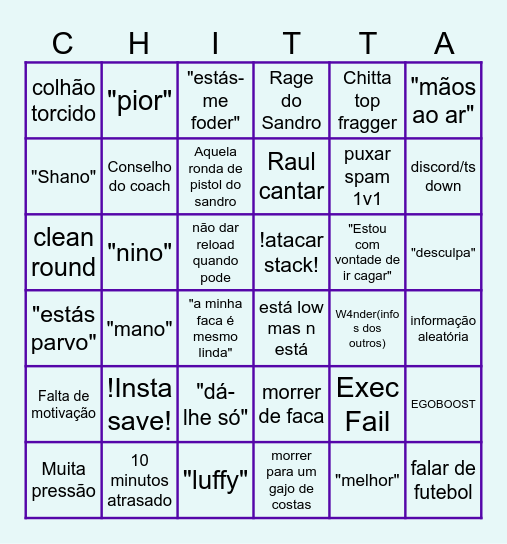 C H I T T A Bingo Card