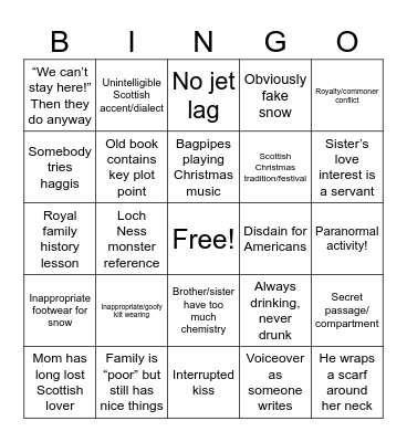 A Merry Scottish Christmas Bingo Card