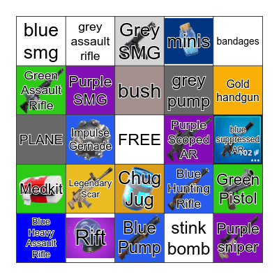 Fortnite Bingo Card