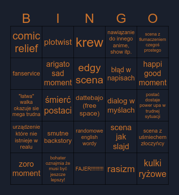 bingo kozakuf anime!111!!! Bingo Card