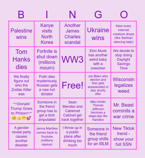 2024 Bingoooo Bingo Card