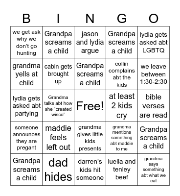 Festerling Bingo Card