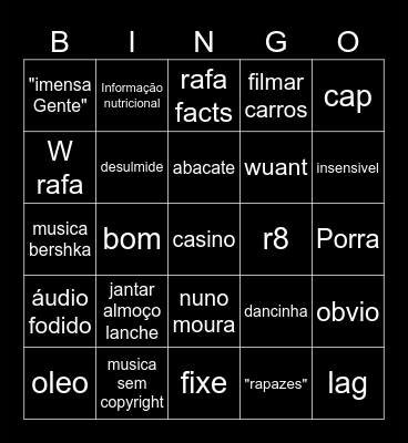 W I N D O H      B I N G O Bingo Card