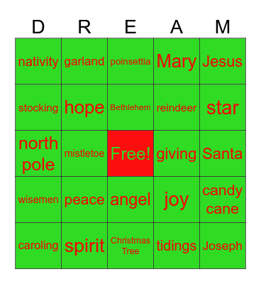 I Dream of Christmas Eve Bingo Card