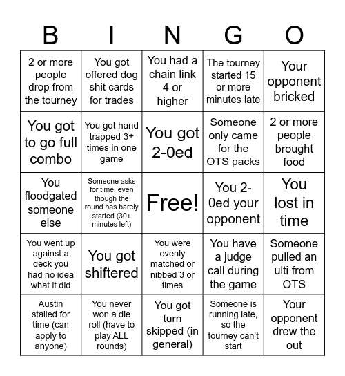 Locals Bingo Card