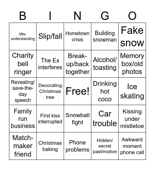 Hutchins' HALLMARK MOVIE Bingo Card