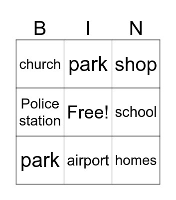 Place in my Community Bingo Card