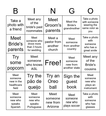 Leal Wedding Bingo Card