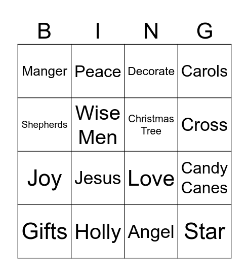 ESL Christmas Vocab Bingo Card