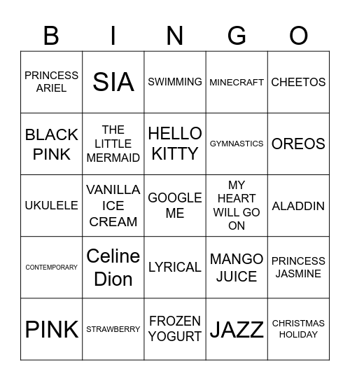 CHLOECHELLA BINGO Card