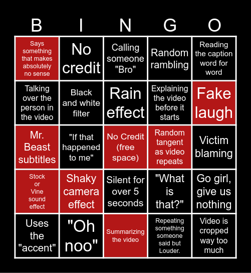 Sssniperwolf Bingo Card