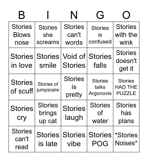 Stories of Stars Bingo Card