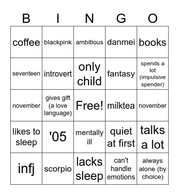 ₊❏❜ ⋮ reinecoffee ⌒ Bingo Card