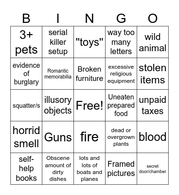 Whats in Dieter's House? Bingo Card