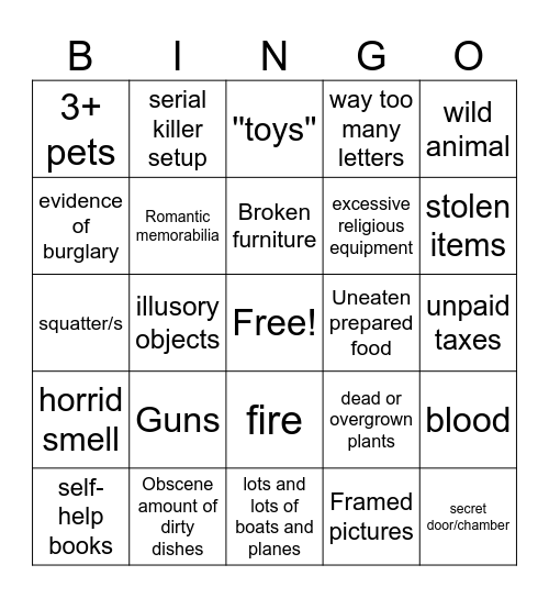 Whats in Dieter's House? Bingo Card