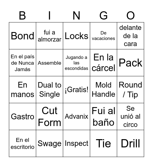 ¿Dónde está el bingo telefónico de Estafania? Bingo Card