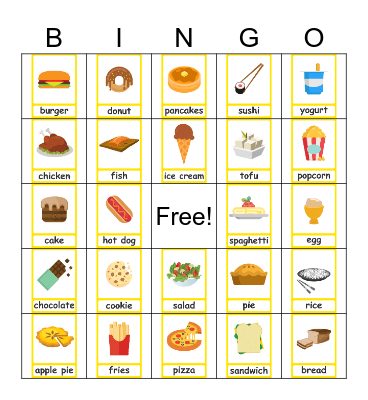 FOOD BINGO Card